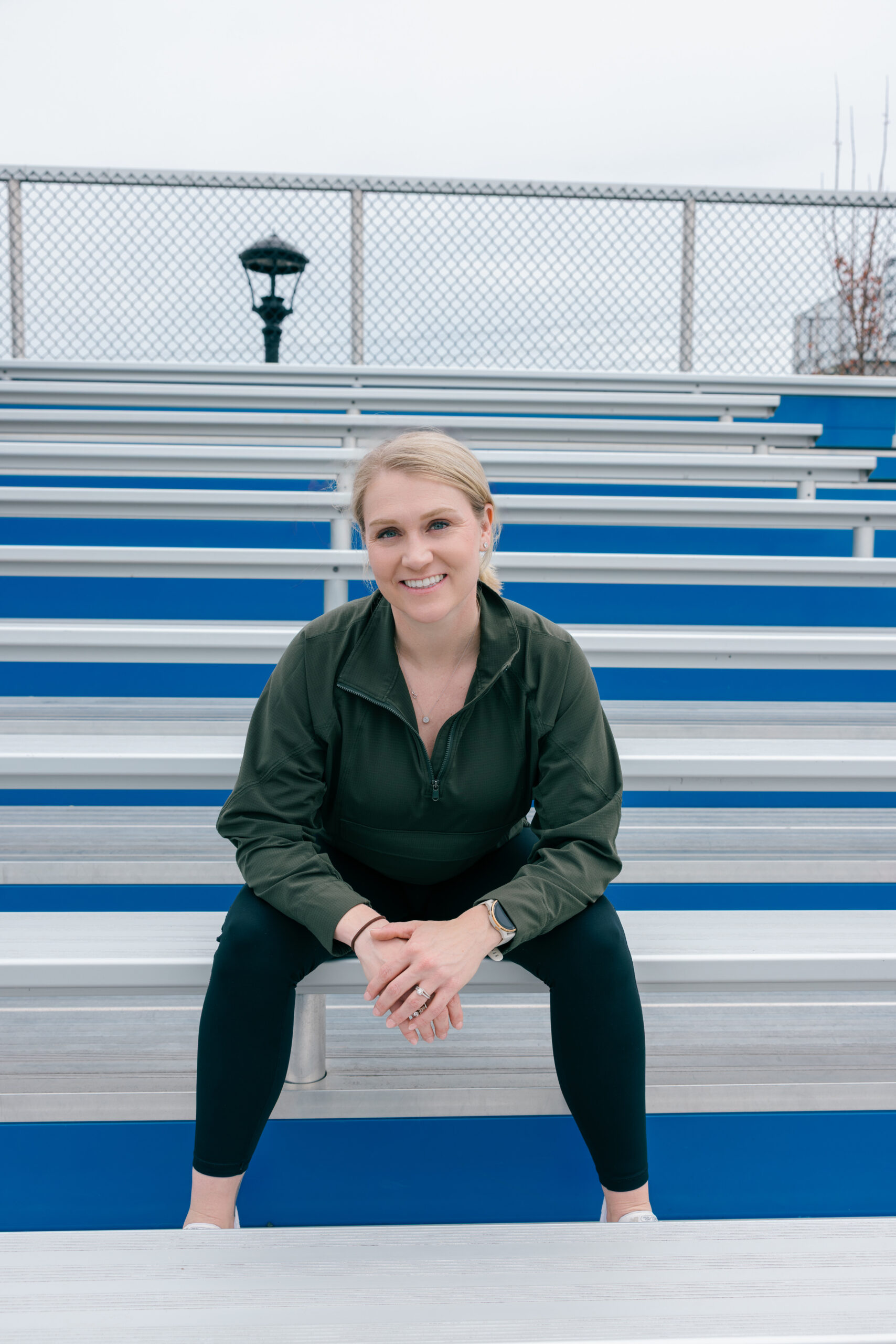 woman in bleachers